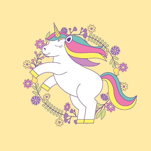 Cute dibujos animados de unicornio