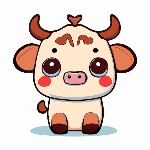 Vector cute dibujos animados una vaca sobre fondo blanco.