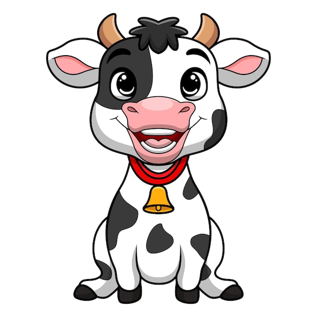 Cute dibujos animados de vaca sobre fondo blanco