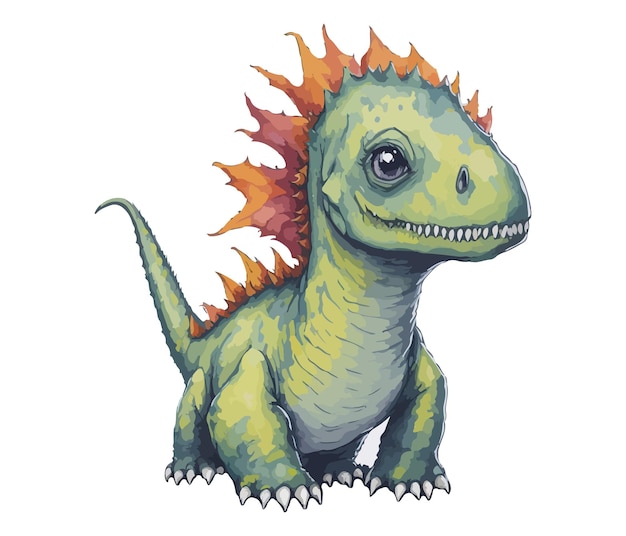 Cute dibujos animados Vector dinosaurio ilustración para dormitorio infantil pintado en acuarela