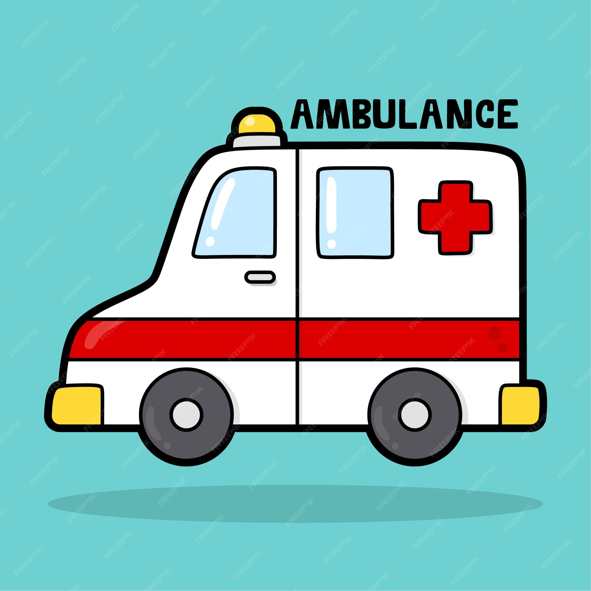 Cute dibujos animados de vehículos de transporte con ambulancia de vocabulario | Vector Premium Cute dibujos animados de vehículos de transporte con ambulancia de vocabulario | Vector Premium