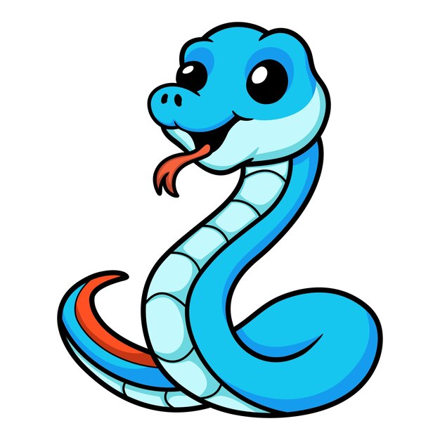Cute dibujos animados de víbora serpiente azul