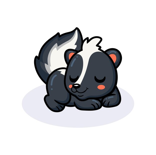 Cute dibujos animados de zorrillo acostado