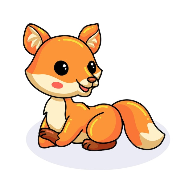 Cute dibujos animados de zorro pequeño acostado