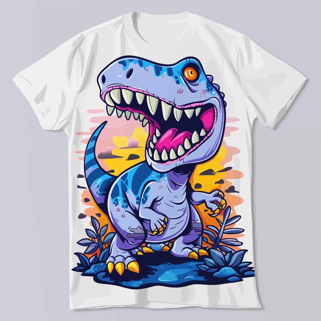 Vector cute_dinosaur_t_rex_cartoon_tshirt_arts_design