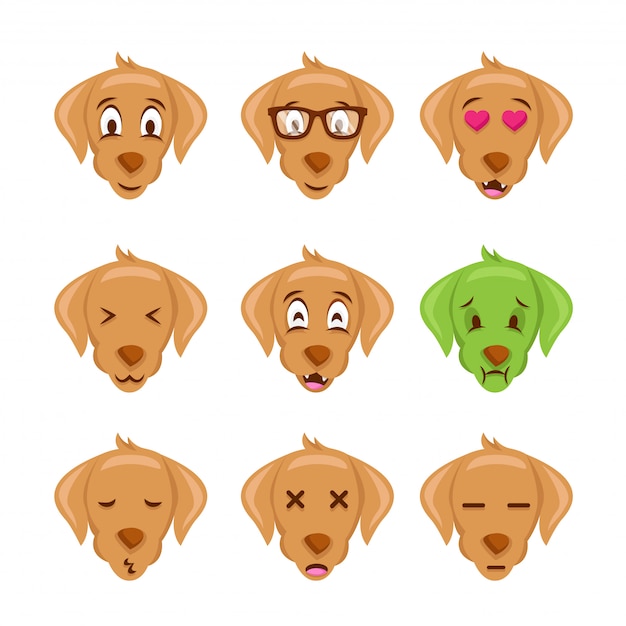 Vector cute dog face emoticon emoji expression illustration