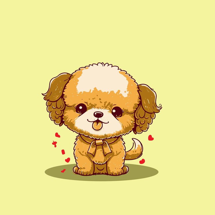 Vector cute dog sitting ilustración de dibujos animados concepto de animales aislado estilo de dibujos animados plano premium.
