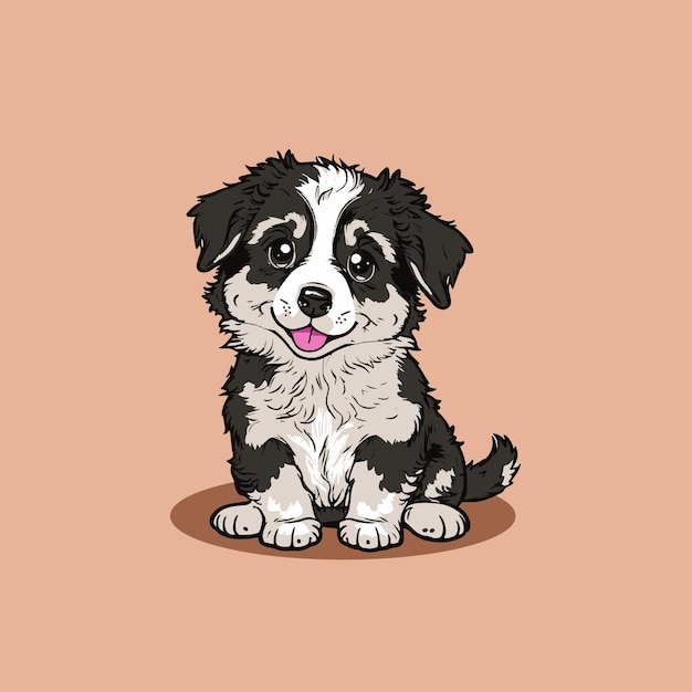 Vector cute dog sitting ilustración de dibujos animados concepto de animales aislado estilo de dibujos animados plano premium.