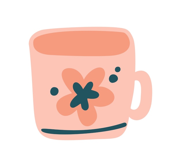 Cute doodle vector taza escandinava para té, café y otras bebidas calientes ilustración infantil