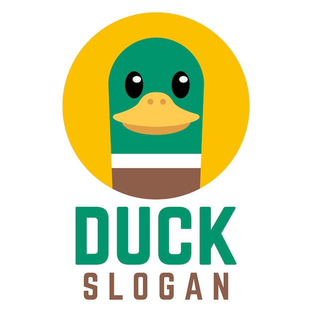 Vector cute duck head logo diseño plano logo ilustración vector logo plantilla aislada sobre fondo blanco