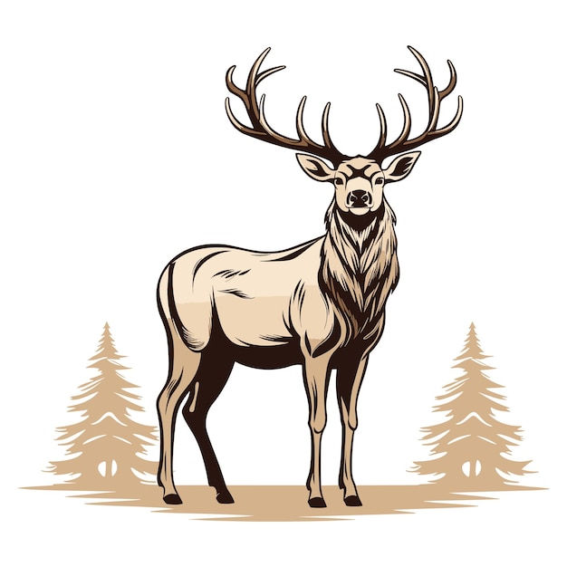 Cute elk cartoon vector art diseño de ilustraciones