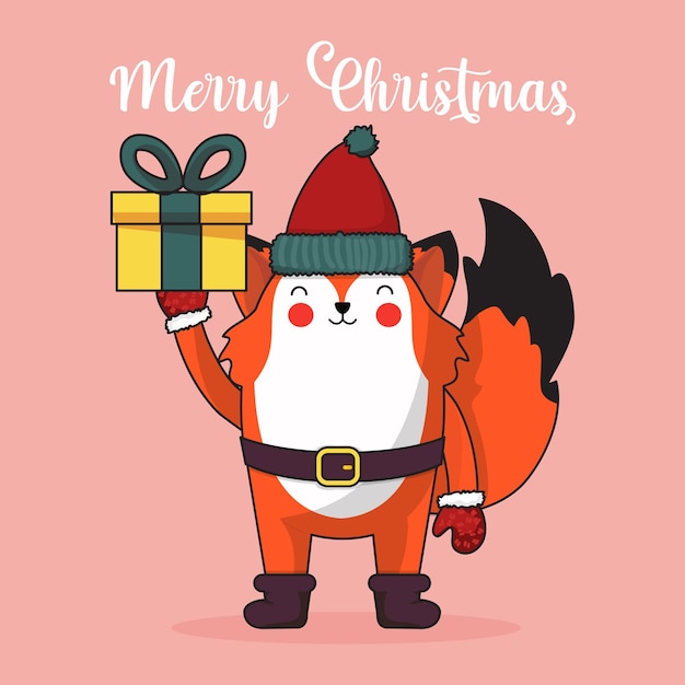 Cute Fox celebrando la Navidad