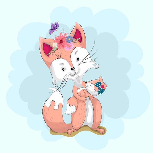 Vector cute fox dibujos animados