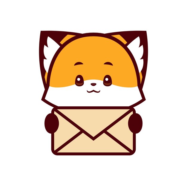 Cute Fox Holding Mail Icon vector icono vector logotipo signo vectorial