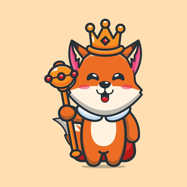 Cute fox king Ilustración de dibujos animados de animales lindos