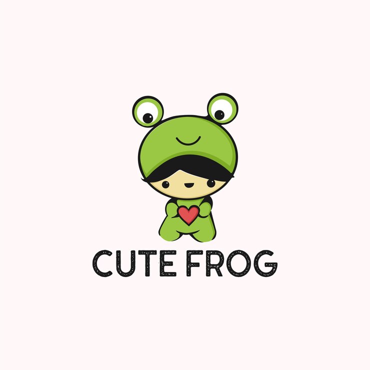 Cute Frog Logo Diseño lúdico