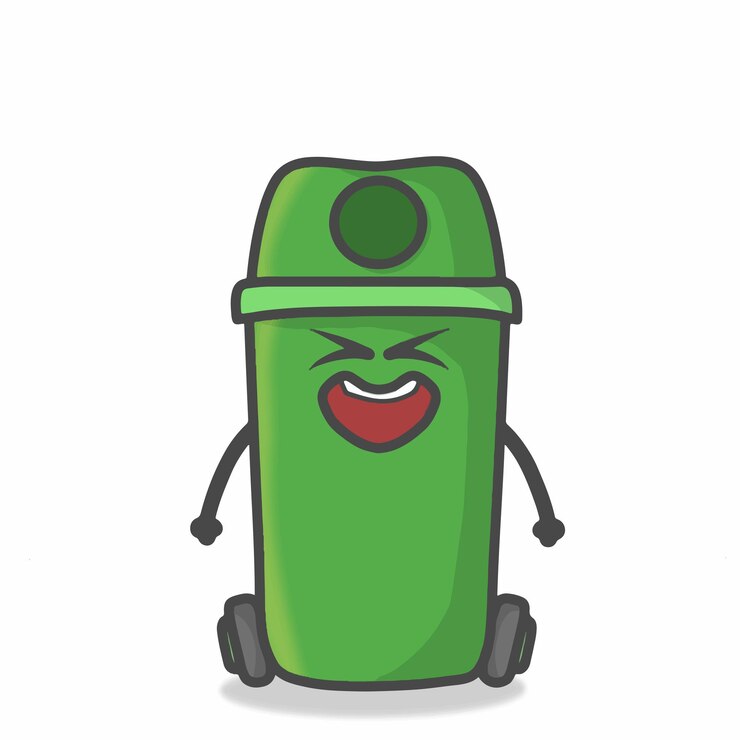 Vector cute garbage can character flat cartoon emoticon vector plantilla diseño ilustración