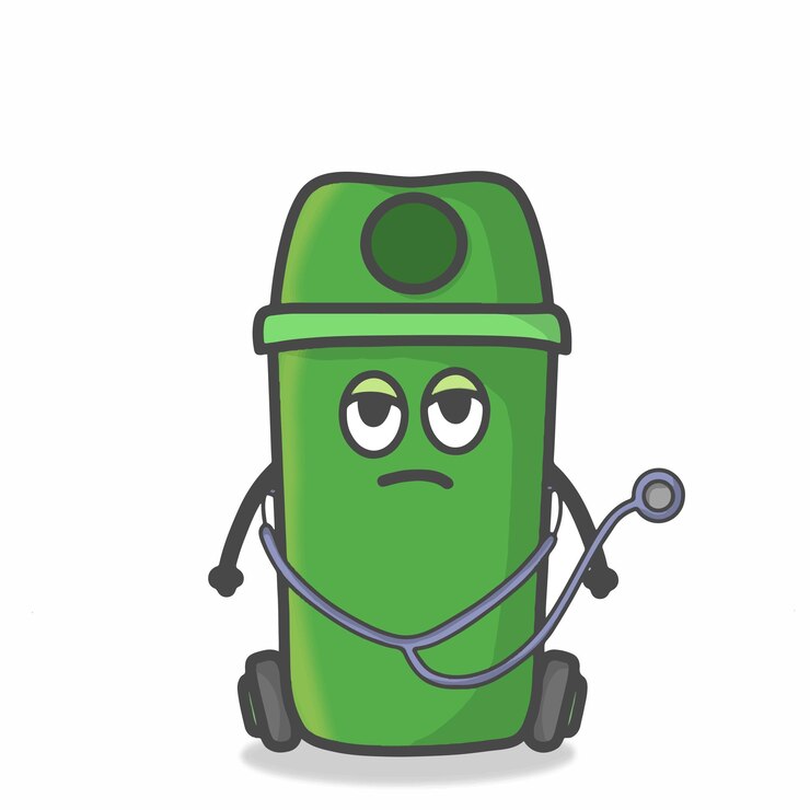 Vector cute garbage can character flat cartoon emoticon vector plantilla diseño ilustración
