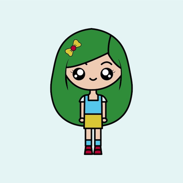 Cute Girl Cartoon para dibujar ilustraciones vectoriales de libros