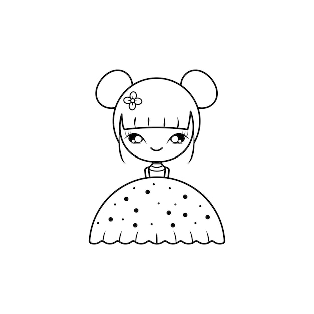 Cute Girl Cartoon para dibujar ilustraciones vectoriales de libros