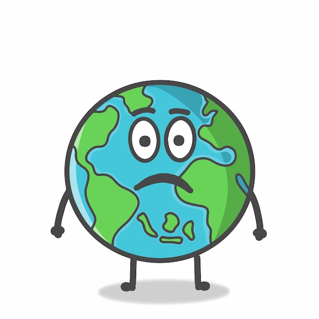 Vector cute globe earth character flat cartoon emoticon vector plantilla diseño ilustración