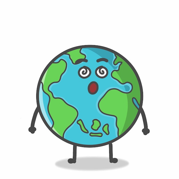 Cute globe earth character flat cartoon emoticon vector plantilla diseño ilustración