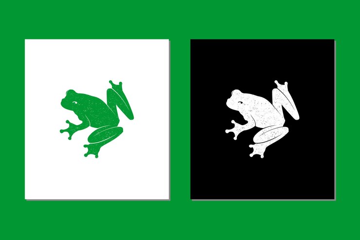Vector cute green frog personaje de dibujos animados icono logo vector diseño aislado sobre fondo blanco