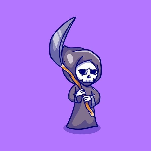 Cute halloween grim reaper con guadaña