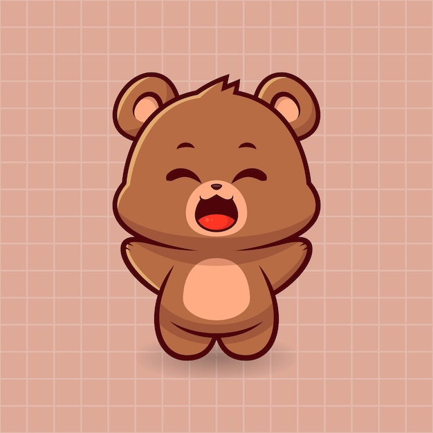 Cute Happy Bear dibujos animados vector icono ilustración animal naturaleza icono concepto Cute Happy Fox Logo