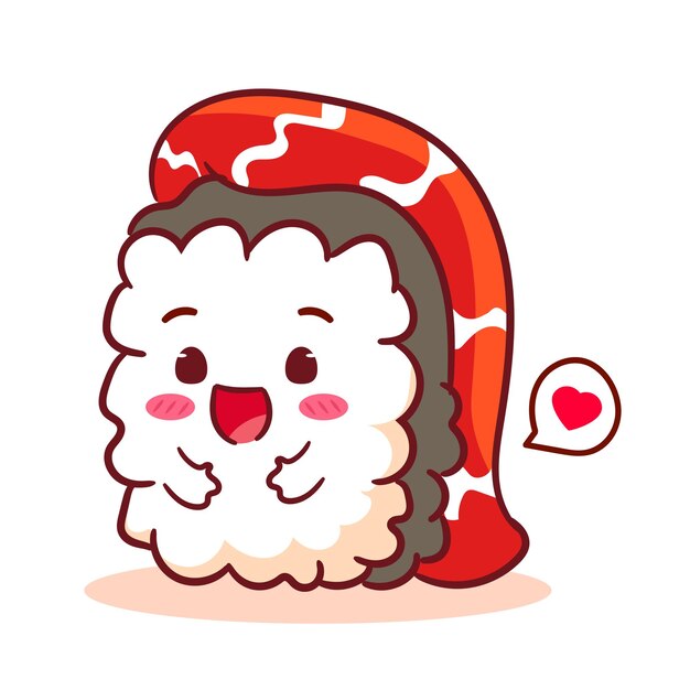 Cute Happy Sushi Vector de dibujos animados Kawaii Ilustración de diseño conceptual de alimentos y bebidas