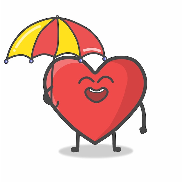 Cute Heart Character Mascot Flat Cartoon Emoticon Vector Diseño Ilustración