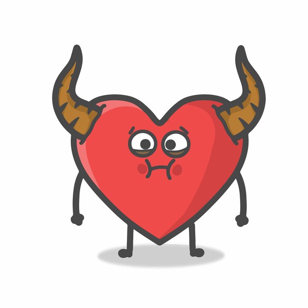 Vector cute heart character mascot flat cartoon emoticon vector diseño ilustración