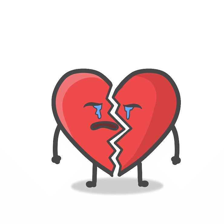 Vector cute heart character mascot flat cartoon emoticon vector diseño ilustración