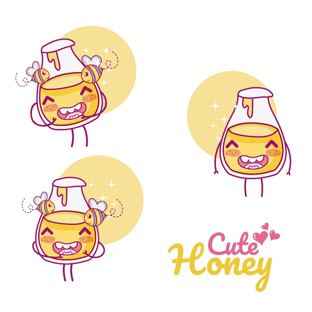 Cute honey jar kawaii cartoon