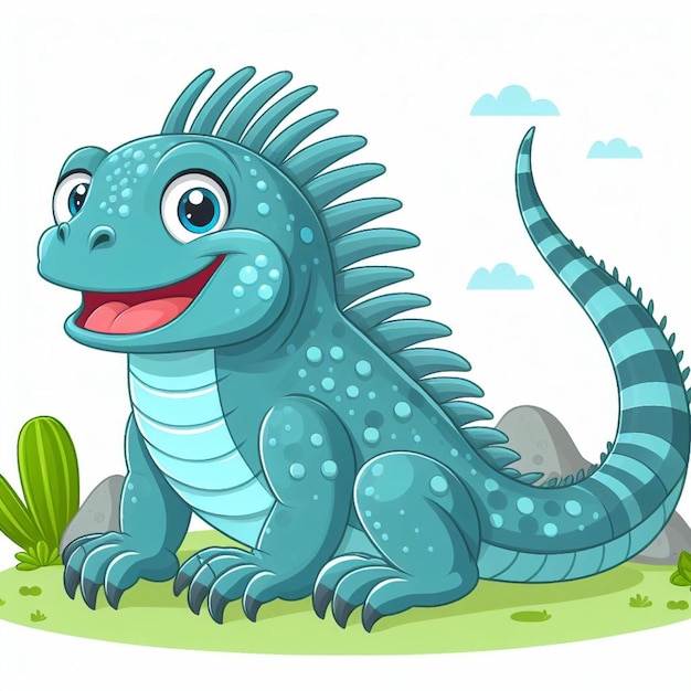 Cute Iguana Vector Ilustración de dibujos animados