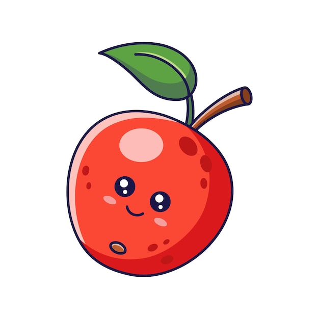 Cute Kawaii Apple personaje Vector dibujado a mano dibujos animados icono ilustración Apple personaje en estilo doodle