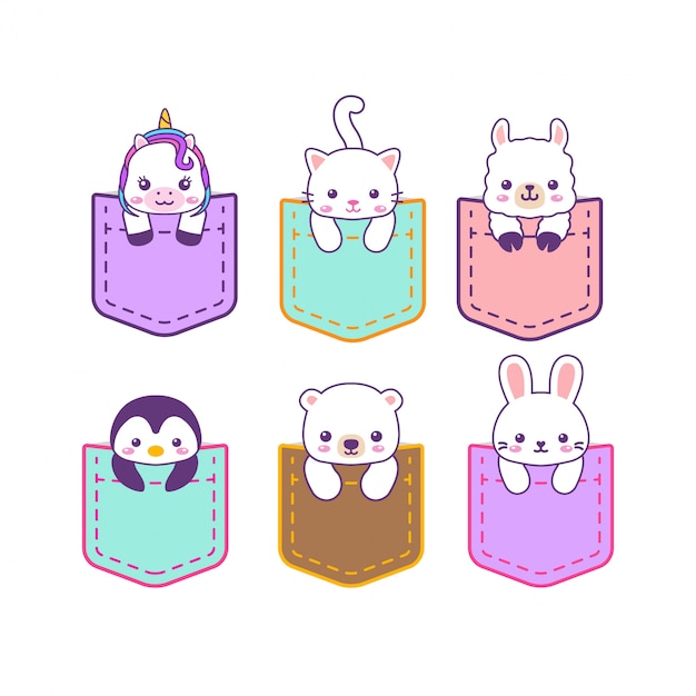 Cute kawaii dulces animales de bolsillo