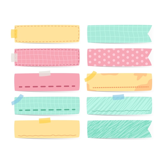 Vector cute kawaii note label banner o washi tape o bookmark office girly element