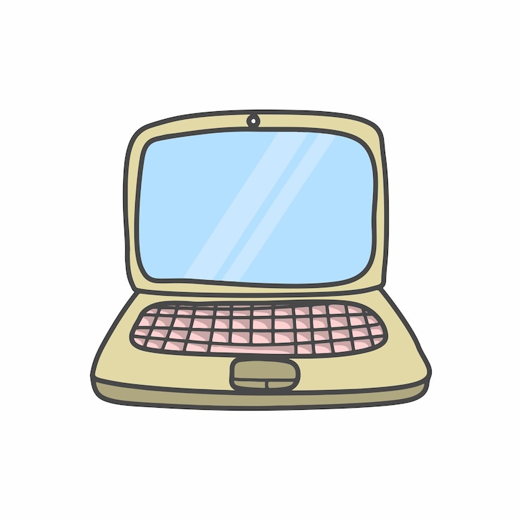 Vector cute laptop character flat cartoon vector plantilla diseño ilustración