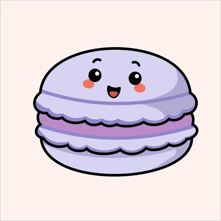 Cute Lavender Macaron with Smiling Face