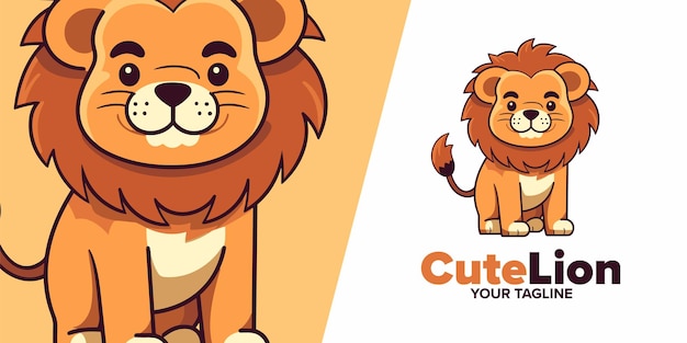Cute Lion Cartoon Magic Vector versátil para el diseño de íconos de logotipos, carteles, folletos y anuncios