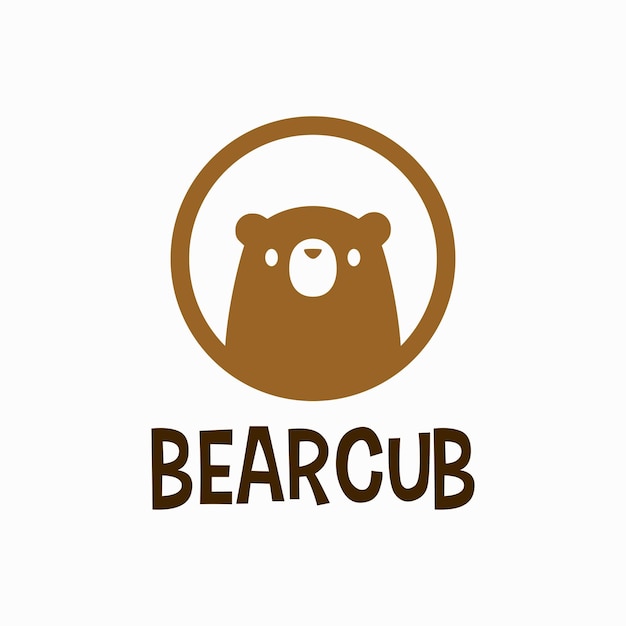 Cute little bear cub bearcub mascota personaje dibujos animados círculo redondo emblema logo vector icono ilustración