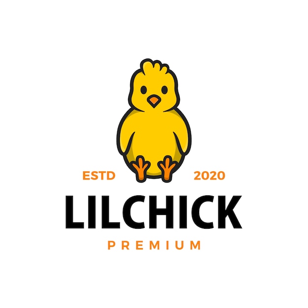 Cute little chick cartoon logo icono ilustración