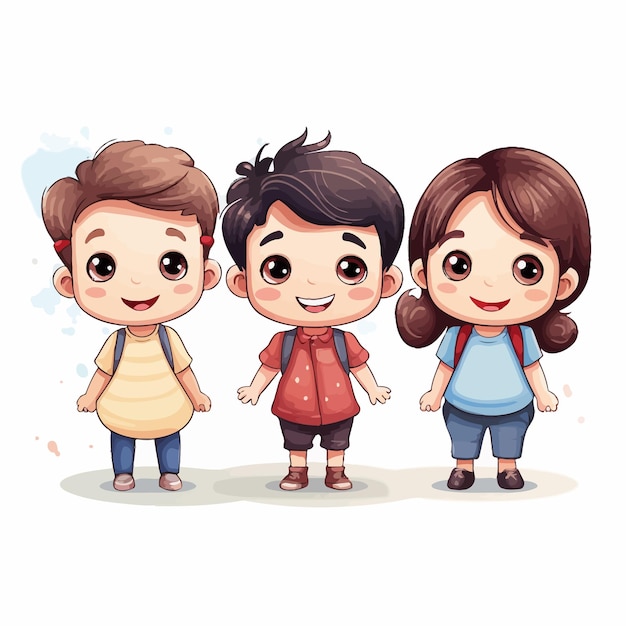 cute_little_kids_Vector_Ilustración