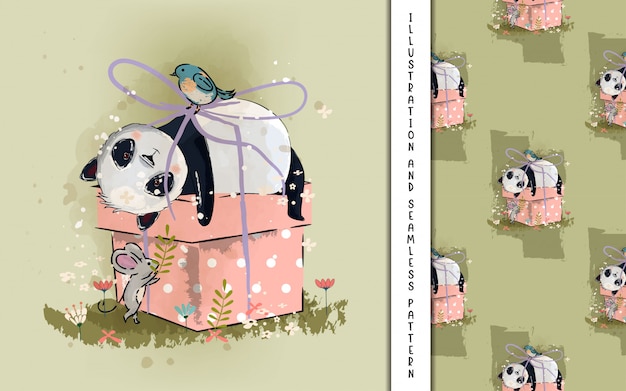 Cute little panda ilustración para niños