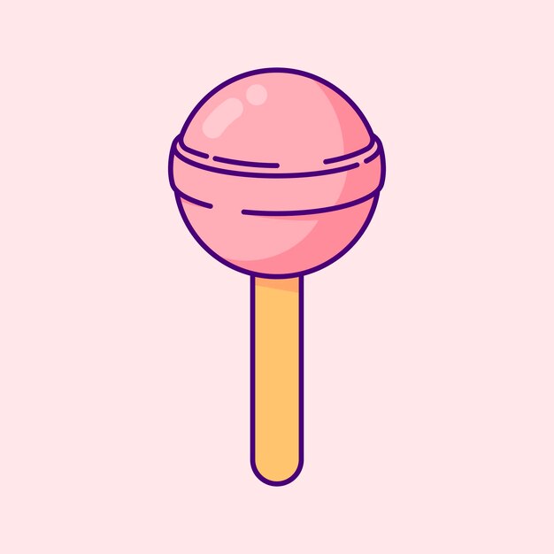 Cute Lollipop on Stick Vector Clip Art Illustration Vibrante ilustración de imágenes prediseñadas vectoriales que presenta una linda paleta en un palo en colores brillantes que captura la esencia del estilo kawaii