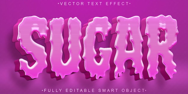 Cute Marshmallow Tasty Sugar Vector Objeto inteligente totalmente editable Efecto de texto