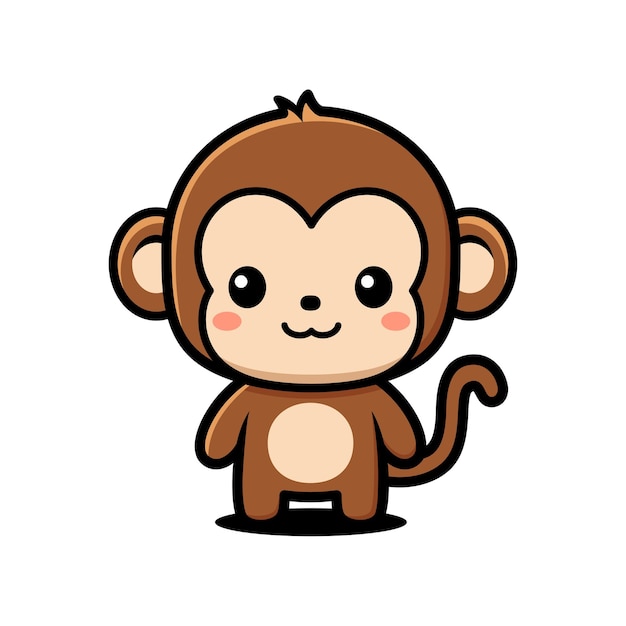 Cute Monkey Cartoon Character Amazed