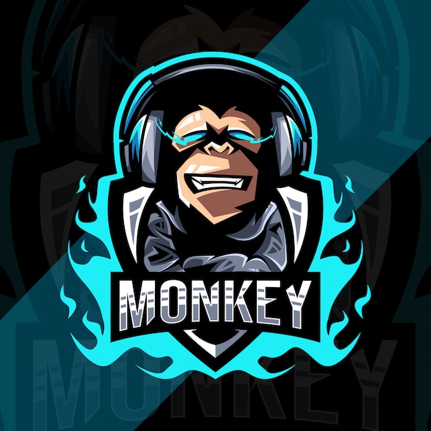 Vector cute mono gamers mascot logo esport template