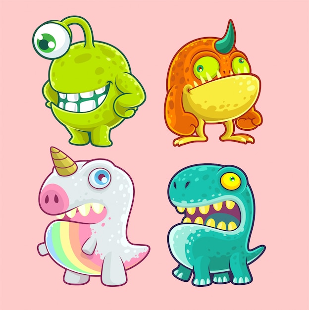 Cute monster character set